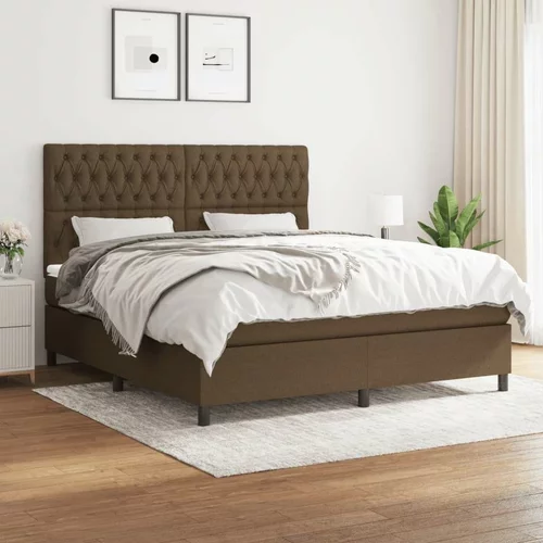  Box spring postelja z vzmetnico temno rjava 180x200 cm blago, (20902194)