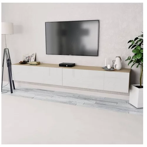  TV omarica 2 kosa iverna plošča 120x40x34 cm sijajno bela hrast