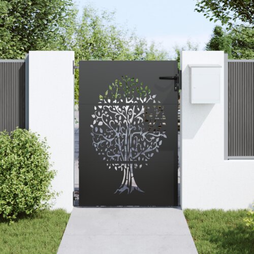 vidaXL Vrtna vrata Crna 100 x 125 cm Čelik s praškastim premazom Cene