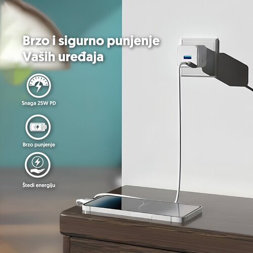 Univerzalni brzi punjač 1xPD Type-C + 1xQC Slike