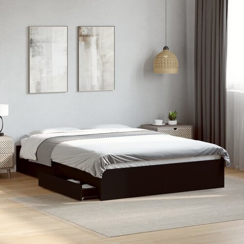 Furnova Posteljni okvir s predali črn 135x190 cm inženirski les, (21937686) Slike