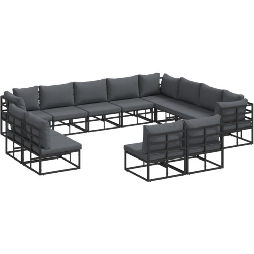 VidaXL Sjedeća garnitura za vrt 12 pcs Crna 353 x 283 x 71 cm Aluminij Slike