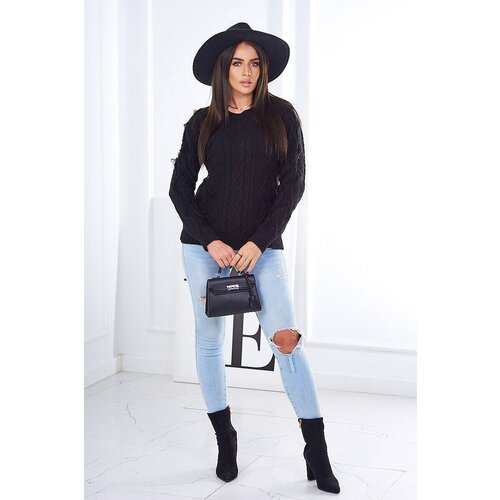 Kesi Sweater with braided weave in black Slike