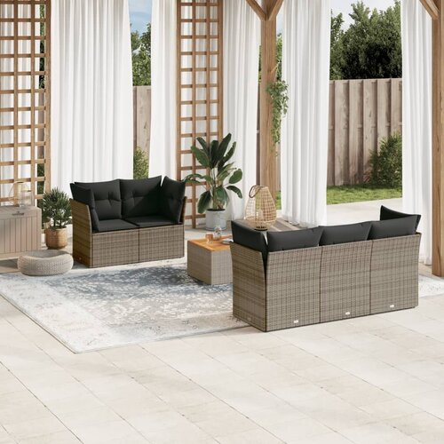 vidaXL 6-dijelni set vrtnih sofa od poliratana s jastucima sivi Cijene