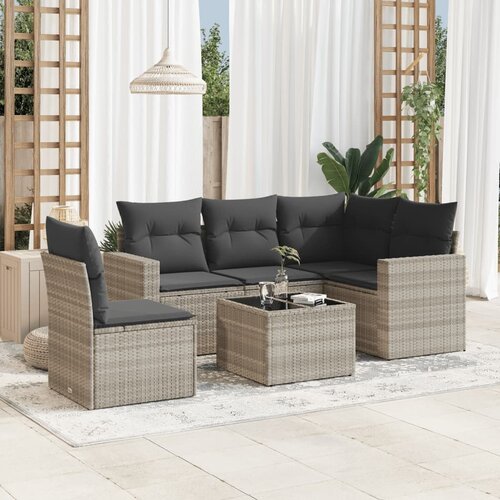 vidaXL 6-dijelni set vrtnih sofa od poliratana s jastucima svjetlosivi Cijene