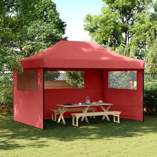 vidaXL Sklopivi prigodni šator za zabave s 3 bočna zida bordo
