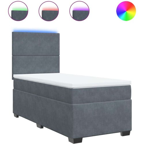 VidaXL Box spring postelja z vzmetnico temno siva 80x200 cm žamet Slike