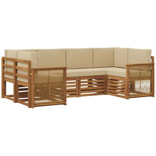 vidaXL Kotna sedežna garnitura z blazino 5 pcs Naravna, (5000269845) Cene