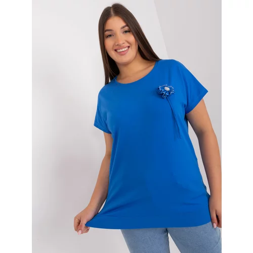 Fashion Hunters Women's dark blue blouse with short sleeves plus size