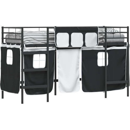  Krevet na kat za djecu s zavjesama Crna 75 x 190 cm Slike