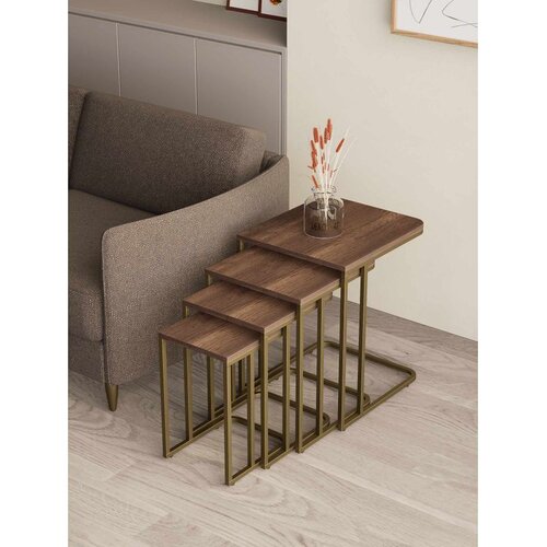 Hanah home Tekerli set stolića (umetnuti), zlatna/orah (4 kom) Cene