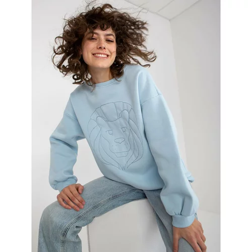 Fashion Hunters Light blue hooded sweatshirt with embroidery