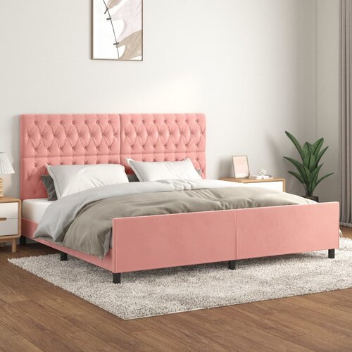 VidaXL Posteljni okvir z vzglavjem roza 200x200 cm žamet Slike