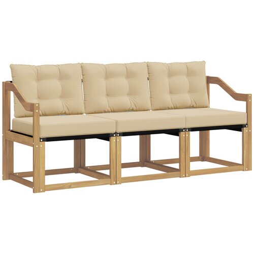 vidaXL Zunanja garnitura za sedenje z blazino 3 pcs Bela in bež, (5000282500) Cene