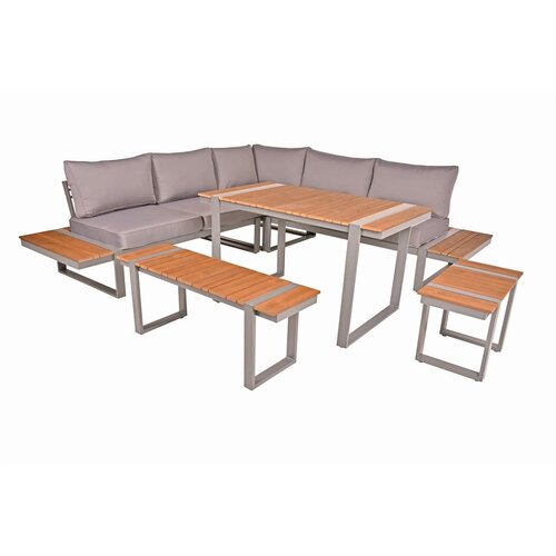 Garden Pleasure Bež metalna vrtna garnitura za 6 osoba Aurea - Slike