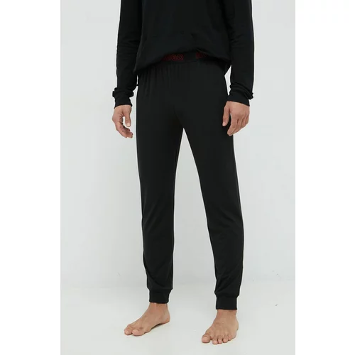 Hugo Dugi doljnji dio pidžame za muškarce, boja: crna, glatka