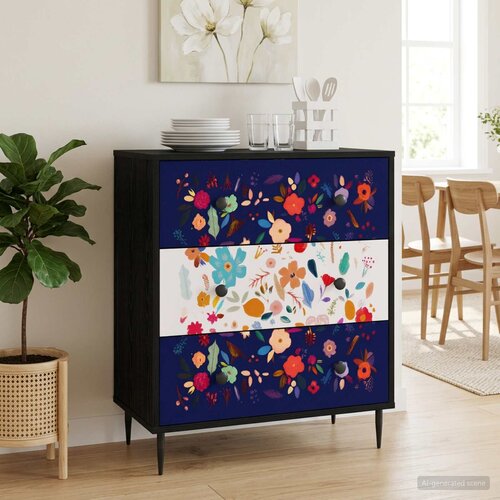  Komoda MAINZ Cvjetni uzorak 66 x 36,5 x 76 cm Konstruirano drvo Cijene