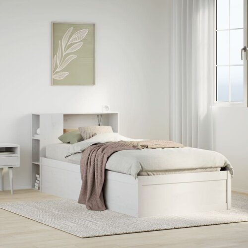 vidaXL Posteljni okvir brez vzmetnice bel 90x190 cm trdna borovina Cene