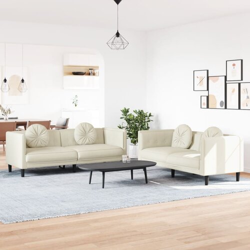 vidaXL 2-dijelni set sofa s jastucima krem baršunasti Cijene