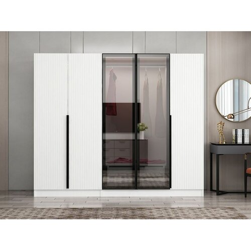 Hanah home ormar sa reflektujućim staklom Nisa 20603, 225 cm, beli Cene