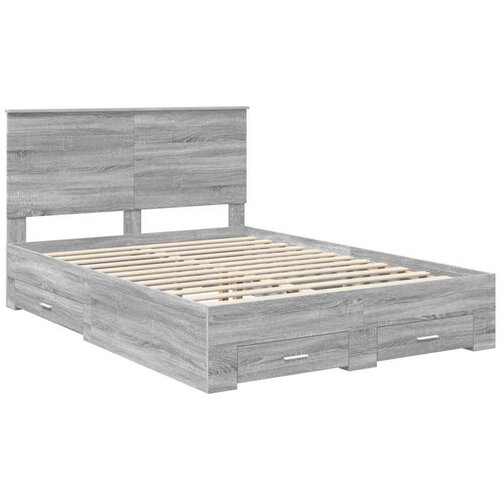  Okvir za krevet s uzglavljem Siva Sonoma 140 x 190 cm Slike