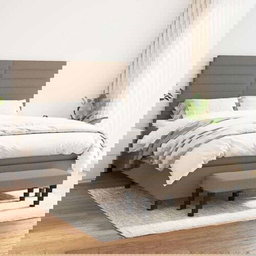  Box spring postelja z vzmetnico taupe 140x200 cm blago, (20893038) Slike