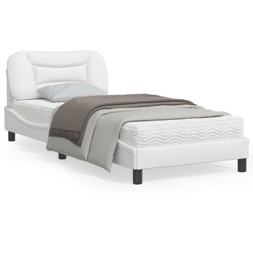VidaXL Okvir za krevet s uzglavljem bijeli 90x190 cm od umjetne kože Slike