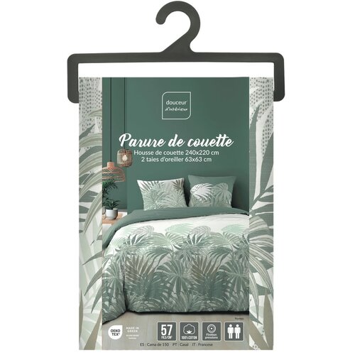 Douceur d int&amp;eacute;rieur Zelena pamučna posteljina za bračni krevet/za produženi krevet 240x220 cm Nymea &amp;ndash; Slike