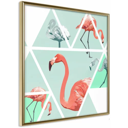  Poster - Tropical Mosaic with Flamingos (Square) 30x30