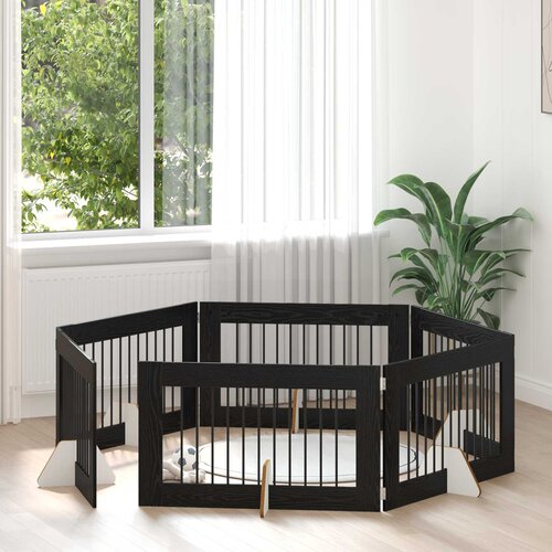  Vrata za pse s postoljem 6 pcs Crni hrast 100 x 60 cm Cene