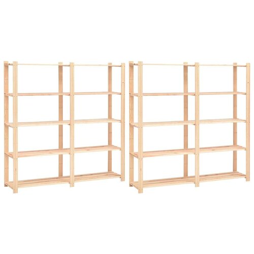 vidaXL Stojalo s policami 5-nadstropno 2 kosa 170x38x170 cm borovina Cene