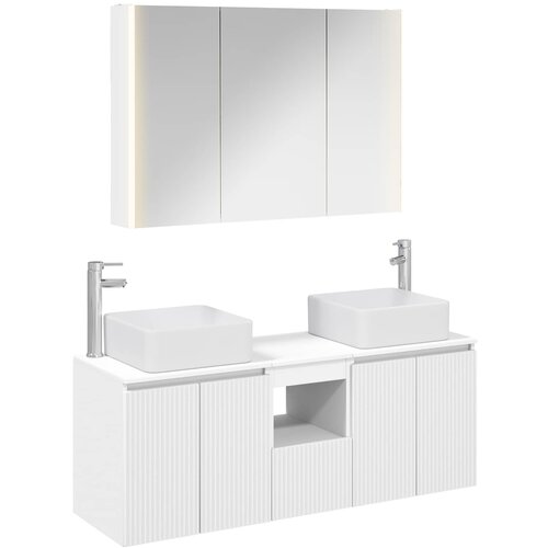  Set ormarića za kupaonicu 4 pcs Bijela Konstruirano drvo Slike