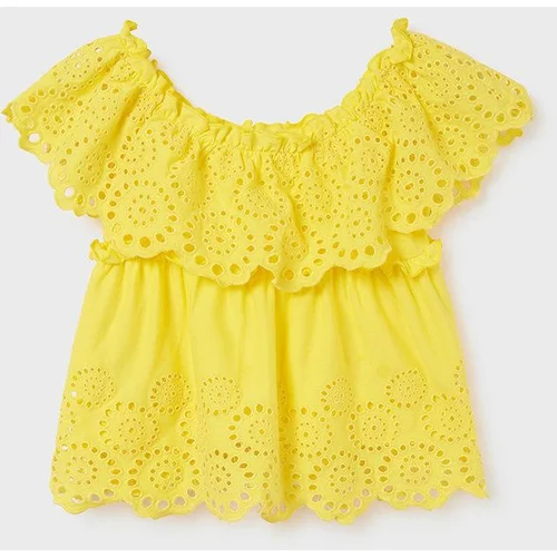 Mayoral Dječja pamučna bluza boja: žuta, glatka
