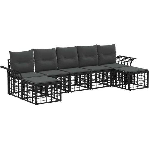 Set vanjskih sofa s jastukom 7 pcs Crna i tamno siva Poliester Cene