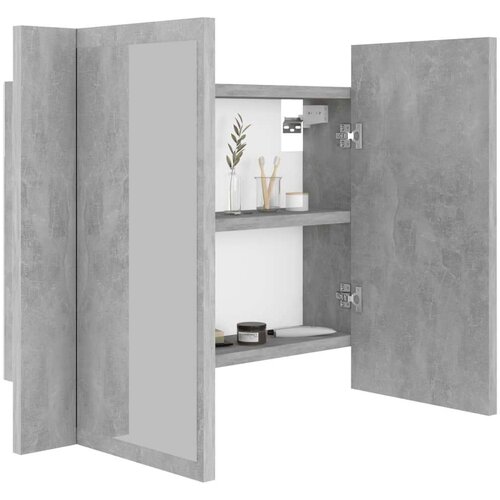 VidaXL LED kopalni&amp;scaron;ka omarica z ogledalom betonsko siva 60x12x45 cm Slike