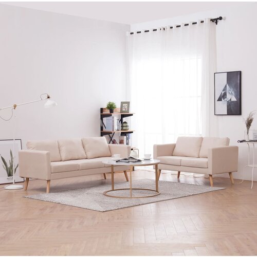  2-dijelni set sofa od tkanine krem Cijene