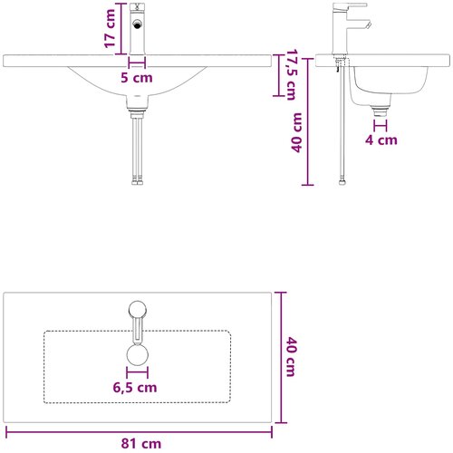  Umivaonik za kupaonicu Krom 81 x 40 x 17,5 cm Metal Slike
