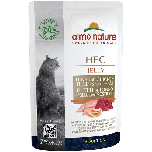 HFC Almo Nature Jelly vrečke 6 x 55 g - Tuna, pi&amp;scaron;čanec &amp;amp; &amp;scaron;unka Slike