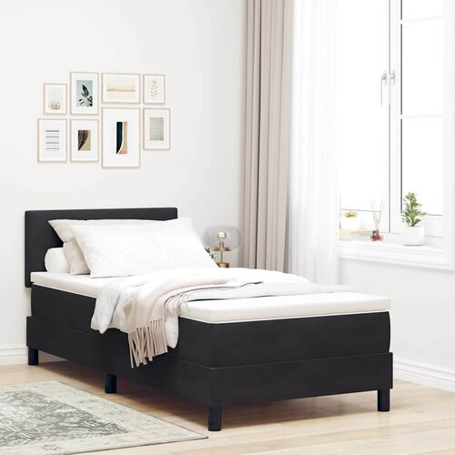  LED Box Spring Krevet s LED trakama Crna 90 x 190 cm Baršun Cene