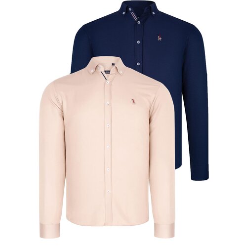 Dewberry DUAL SET G674 MENS SHIRTS-NAVY BLUE-BEIGE Slike