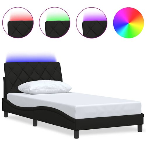 Maison Chic Posteljni okvir - Enojna postelja - Postelja za odrasle z LED brez vzmetnice črn 100x200 cm blago, (21696447) Slike