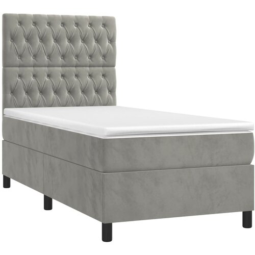  Krevet box spring s madracem LED svjetlosivi 90x190 cm bar&amp;scaron;un Slike