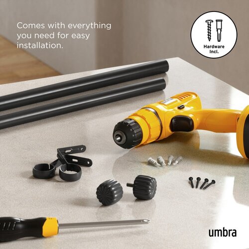 Umbra Mat crna željezna pro&amp;scaron;iriva karni&amp;scaron;a 91 - 168 cm Cleo &amp;ndash; Slike