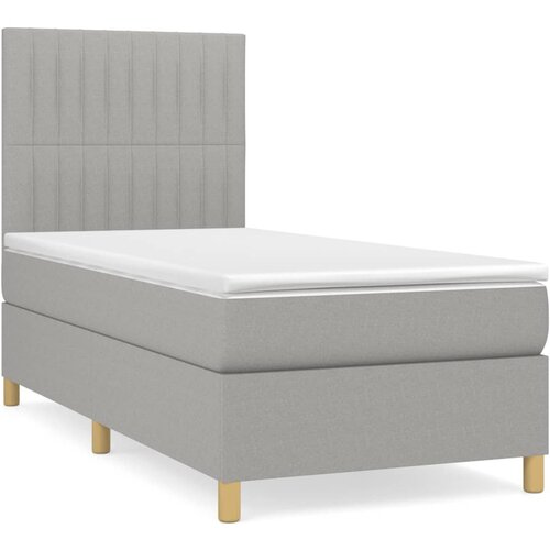  Krevet s oprugama i madracem svjetlosivi 100x200 cm od tkanine Slike