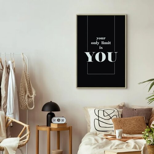  Slika - Key to Success (1-part) - Black and White English Inscriptions 60x90 U prirodnom drvenom okviru Slike