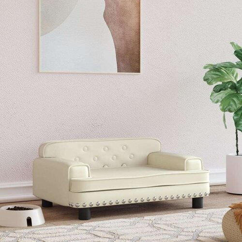  Pasja postelja krem 70x45x30 cm umetno usnje Slike