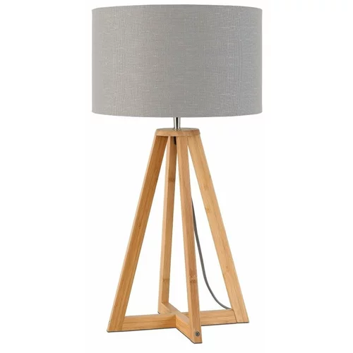 Good&Mojo Stolna lampa sa svijetlosivim abažurom i strukturom od bambusa Everest