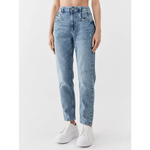 Guess Jeans hlače W3YA96 D4MSM Modra Mom Fit