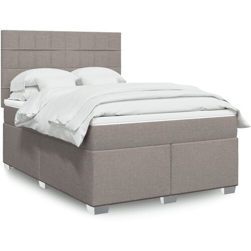 VidaXL Krevet s oprugama i madracem smeđesivi 140 x 190 cm od tkanine Slike