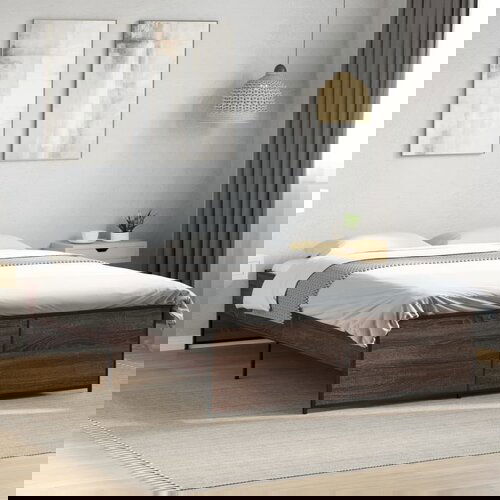 Furnova Posteljni okvir rjav hrast 120x200 cm inženirski les in kovina, (21938832) Slike
